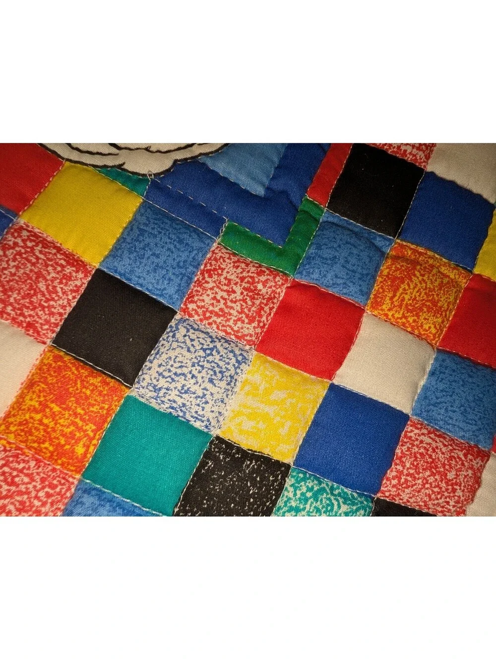 Vintage Handmade Quilted Clown and Animals Wall Hanging Quilt